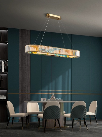 Люстра подвесная, золото, ПММА, RIVEN 150*10 металл, LED.