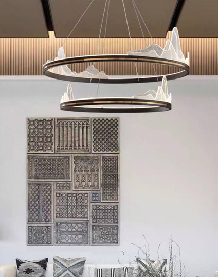 Люстра подвесная, черный, ПММА, ABBAS BLACK 40*60, металл, LED