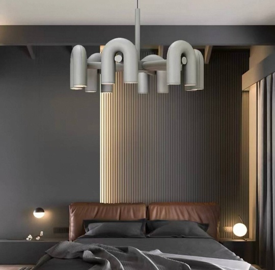 Светильник подвесной серый Elisto, металл, трос 150 см, 60*38 см, LED