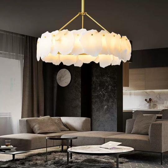 Светильник подвесной медный Altreva, медь, мрамор, 65*25 см, LED