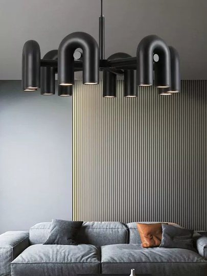 Светильник подвесной черный Aelora, металл, трос 150 см, 100*38 см, LED