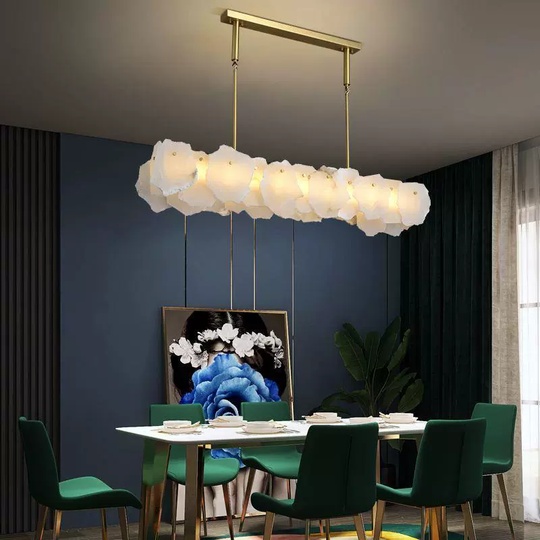 Светильник подвесной медный Elutron, медь, мрамор, 120*26 см, LED