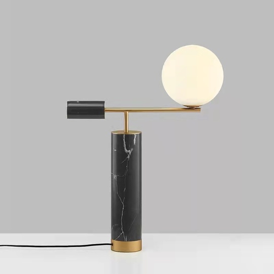 Черная настольная лампа с белым плафоном, Lexi Table Lamp, 50*63 см