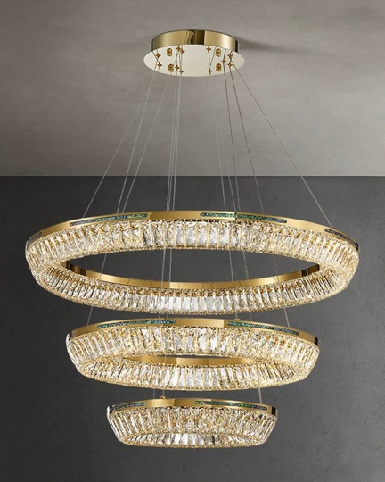Люстра подвесная CANAN 90*180 золотой, хрусталь, металл, LED.