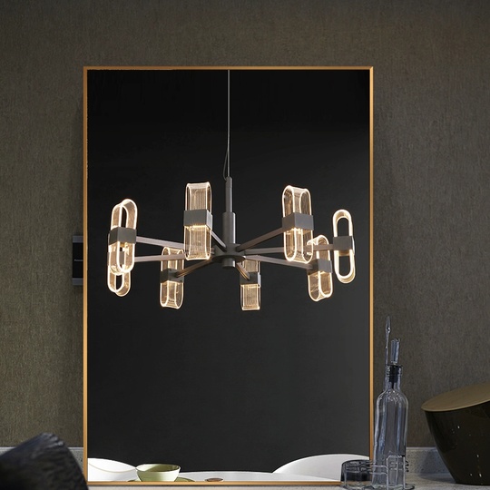 Люстра подвесная, черный, ПММА, AEGEN 80*30, металл, LED