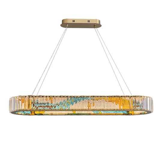Люстра подвесная, золото, ПММА, RIVEN 120*10 металл, LED.