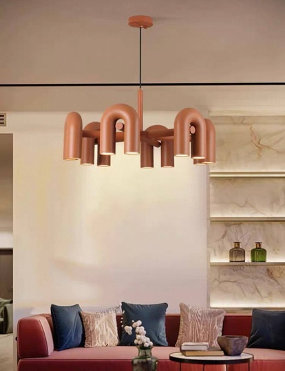 Светильник подвесной красный Elyquor, металл, трос 150 см, 80*38 см, LED