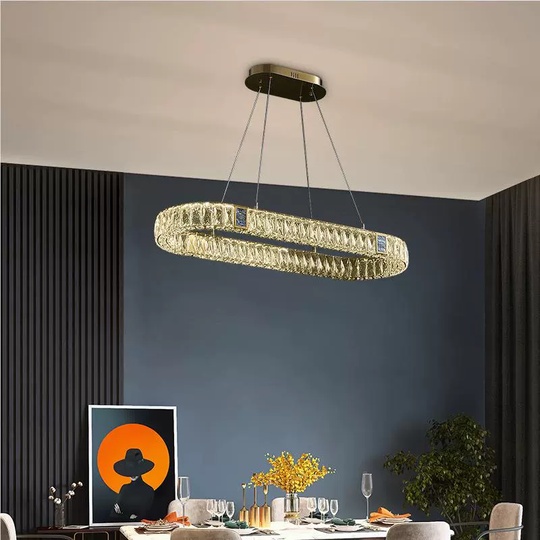 Люстра подвесная CEVHER 100*150 золотой, хрусталь, металл, LED.
