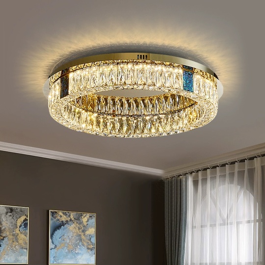 Люстра подвесная CENNET 40*12 золотой, хрусталь, металл, LED.