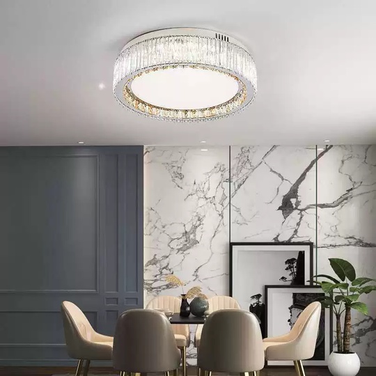 Потолочный светильник, хром, кристалл, GRACE 50*13 металл, LED.