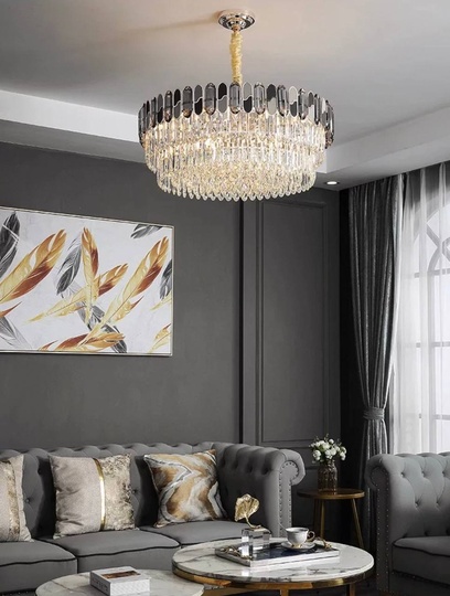Люстра подвесная, дымчатый, медный, стекло, AYHAN 80*35, металл, E14.