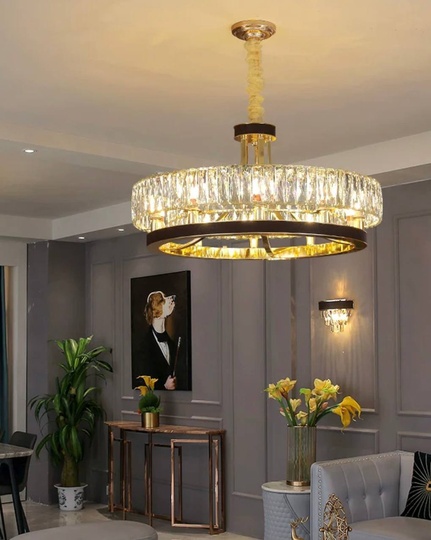 Люстра подвесная BILGEHAN 50*35 золото, кристалл, металл, LED.