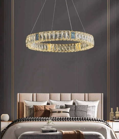 Люстра подвесная CEREN 120*150 золотой, хрусталь, металл, LED.