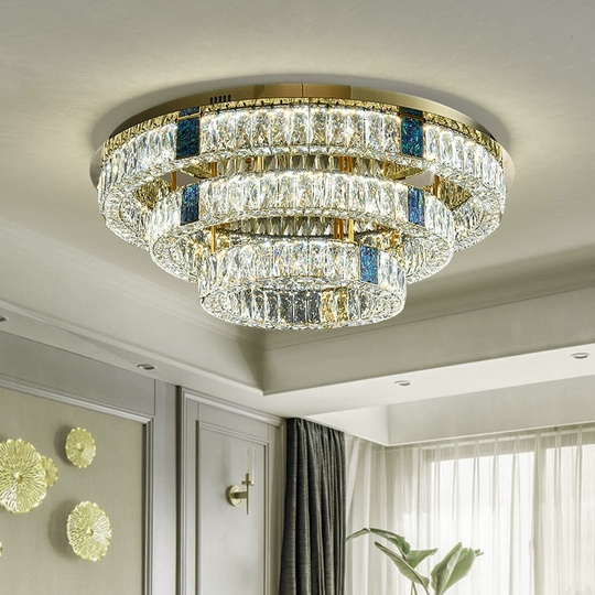 Люстра подвесная CEYHAN 60+80+100 золотой, хрусталь, металл, LED.
