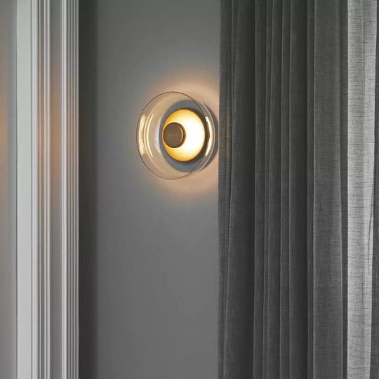 Настенный светильник, Бра MILAS 23*23, золотой, металл, стекло, LED.