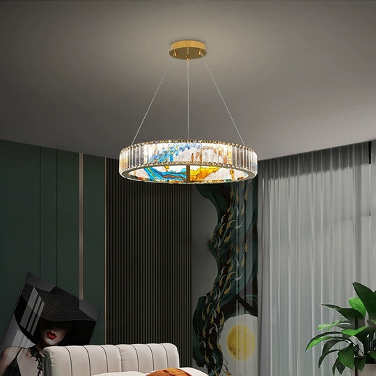 Люстра подвесная, золото, ПММА, RALPH 120*10 металл, LED.