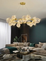 Люстра подвесная, золото, стекло, CHAT GOLD 100*32, металл, LED