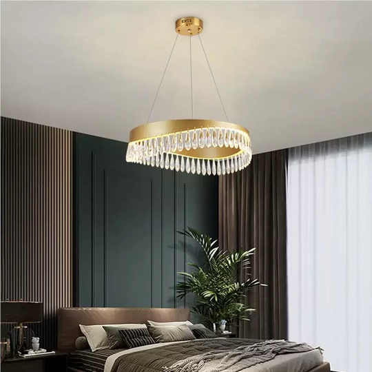 Люстра подвесная, медь, кристалл, GUNHAN 80*25, металл, LED.
