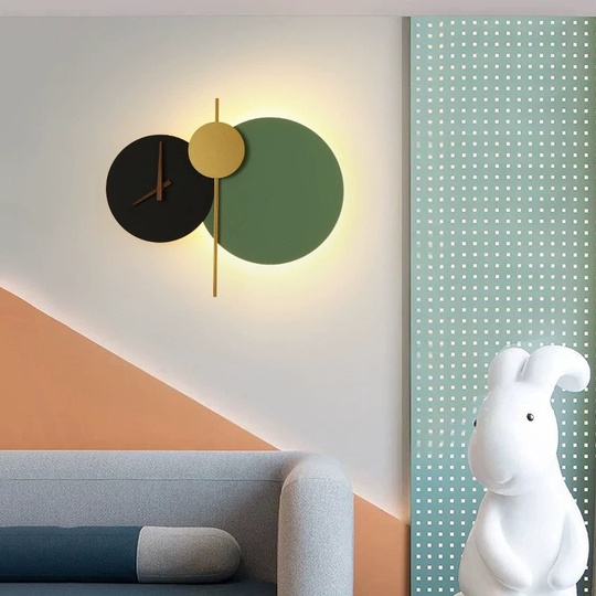 Настенный светильник, Бра, FRANKLIN 40*48, зеленый, черный, золотой, металл, LED.