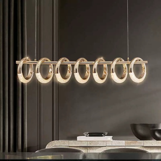 Светильник подвесной золотой Elenthos, металл, трос 100 см, 110*21 см, LED