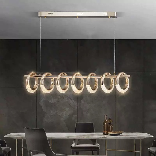 Светильник подвесной золотой Elenthos, металл, трос 100 см, 105*21 см, LED