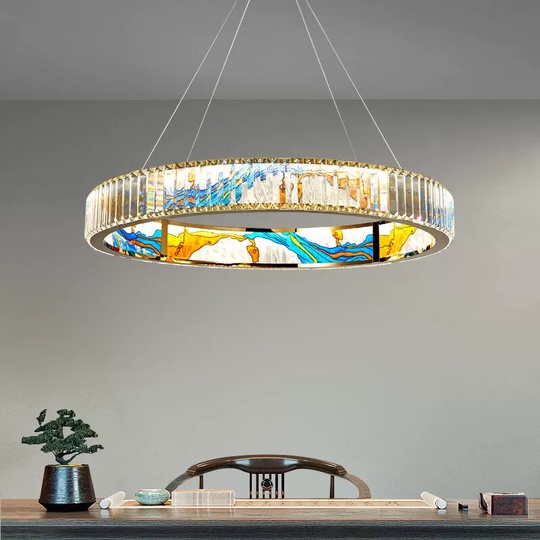 Люстра подвесная, золото, ПММА, RALPH 50*10 металл, LED.