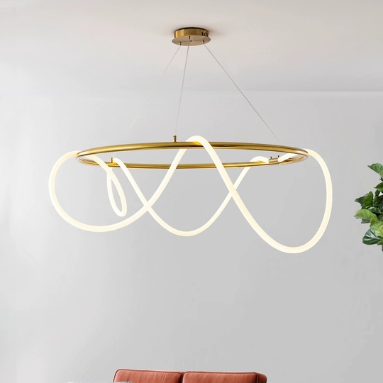 Светильник подвесной бронзовый Eclipsera, металл, трос 120 см, 110*30 см, LED
