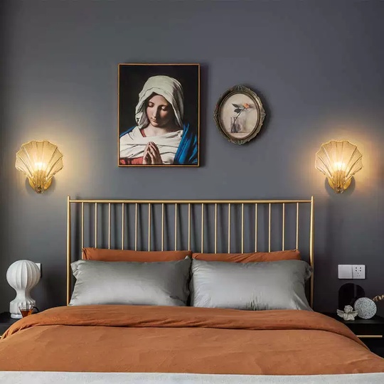 Настенный светильник, БРА VIC 20*22, медный, прозрачный, стекло, металл, Е14.