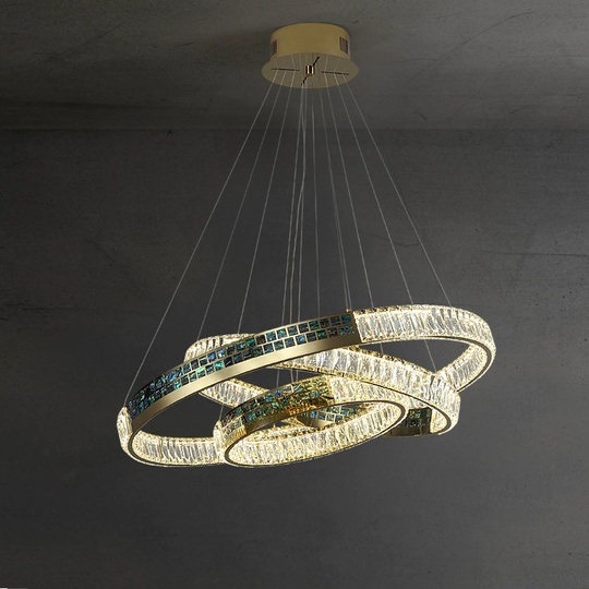 Люстра подвесная ASENA 100*100 бронза, кристалл, металл, LED.