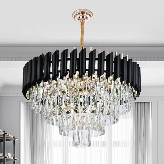 Люстра подвесная, черный, стекло, OPULENCE 40*35, металл, E14.