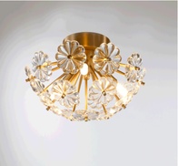 Дизайнерский светильник медный 32*16 см, led, e14, медь, хрусталь, потолочный, китай