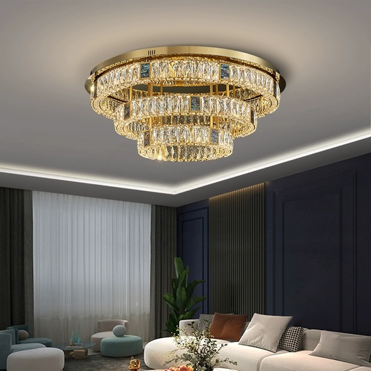 Люстра подвесная CEYHAN 40*35 золотой, хрусталь, металл, LED.
