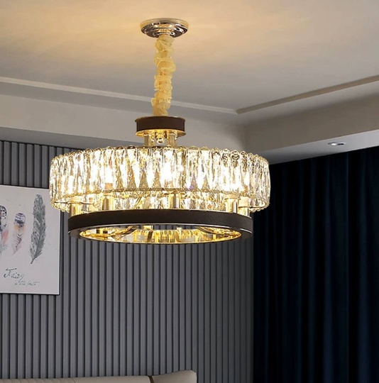 Люстра подвесная BILGEHAN 50*35 золото, кристалл, металл, LED.