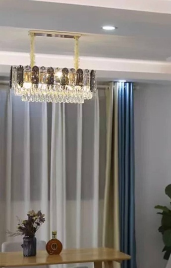Люстра подвесная BERNA 100*30 дымчатый, стекло, металл, Е14.