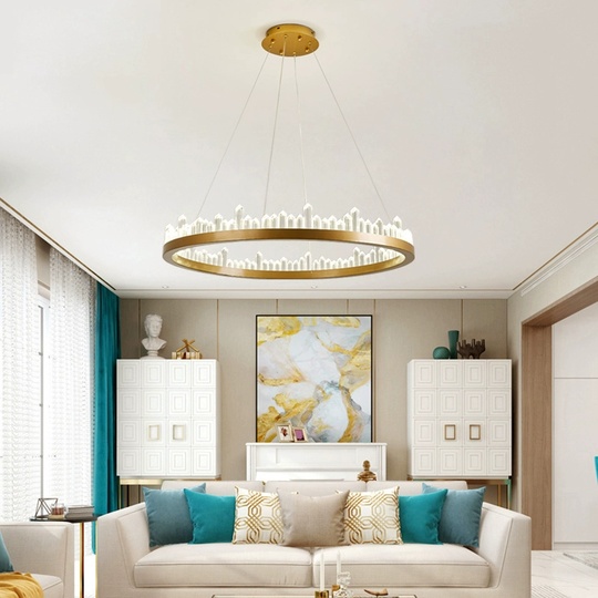 Люстра подвесная, золото, кристалл, LOUIS 40*11 металл, LED.