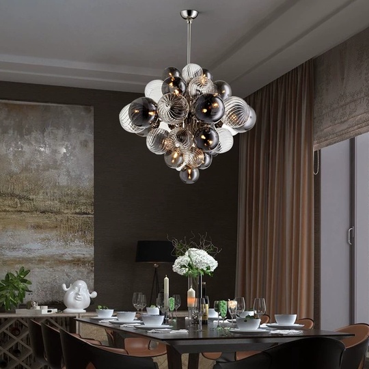 Светильник подвесной серебряный Elixarion, металл, стекло, 40*38 см, G9