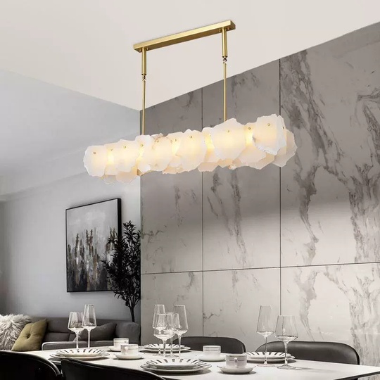 Светильник подвесной медный Elutron, медь, мрамор, 120*26 см, LED