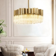 Люстра подвесная медная Elyvore, металл, хрусталь, трос 30 см, 80*25 см, G9