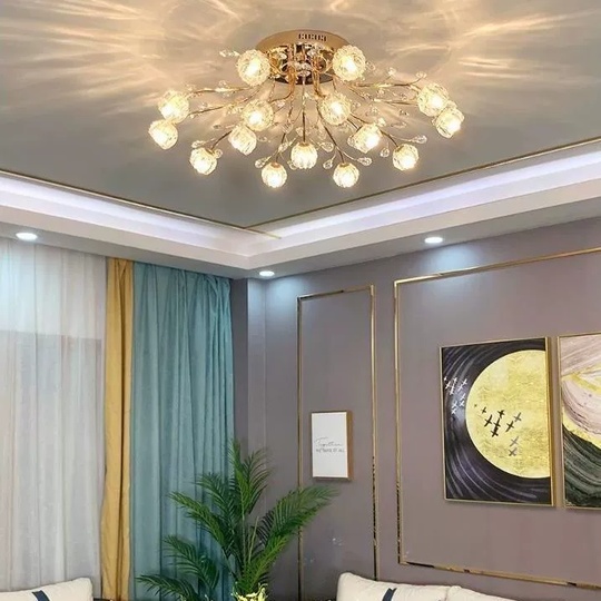 Люстра золотая Elyndar, металл, кристалл,  92*30 см, G9