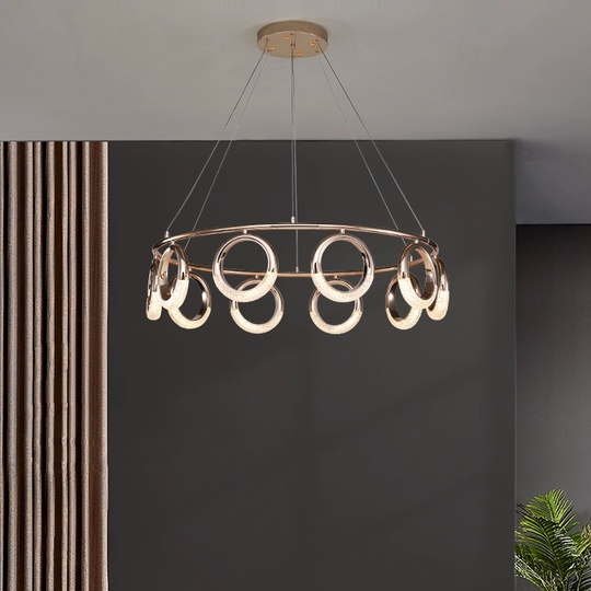 Светильник подвесной золотой Elmara, металл, трос 100 см, 80*26 см, LED