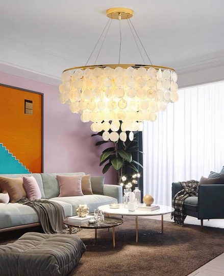 Люстра подвесная золотая Elyvor, металл, трос 50, 38*34 см, E14