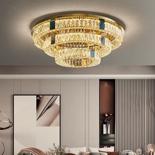 Люстра подвесная CEYHAN 80*35 золотой, хрусталь, металл, LED.