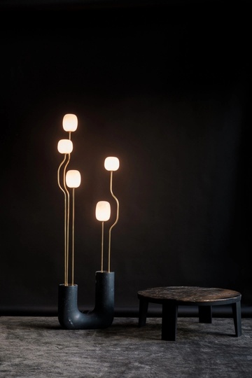 Торшер черный Virilo, 43*143 см, LED, G9*5, мрамор, 10 Вт
