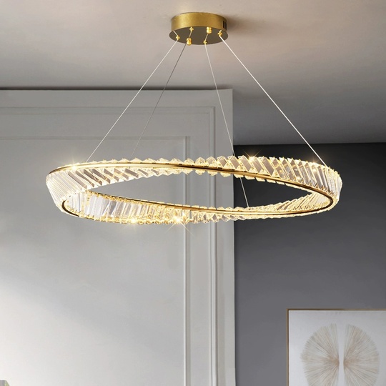 Люстра подвесная, золотой, кристалл, GLAMOROUS 100*10, металл, LED.
