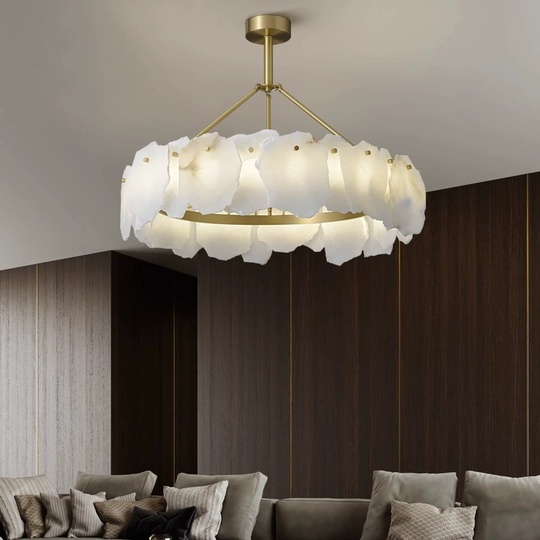 Светильник подвесной медный Altreva, медь, мрамор, 80*25 см, LED