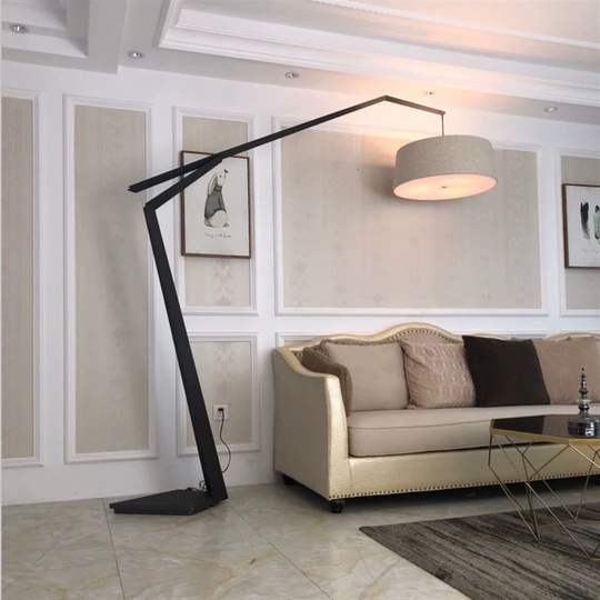 Торшер, черный, белый, Lumens 200*200, светодиодный, E27, металл, ткань