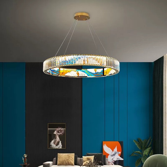Люстра подвесная, золото, ПММА, RALPH 50*10 металл, LED.