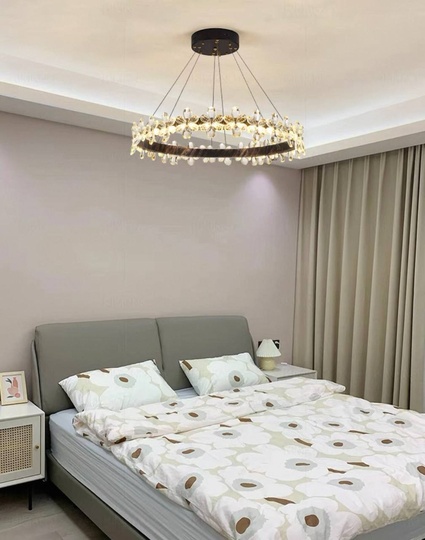 Люстра подвесная, черный, хрусталь, AXTON BLACK 60*120, металл, LED