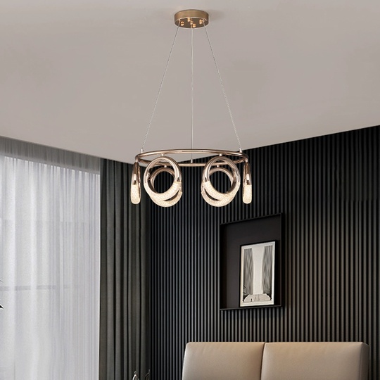 Светильник подвесной золотой Elmara, металл, трос 100 см, 40*26 см, LED