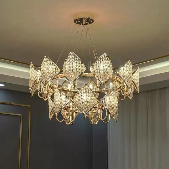 Люстра подвесная, золотой, бусины, ESTER 80*60, металл, G4.